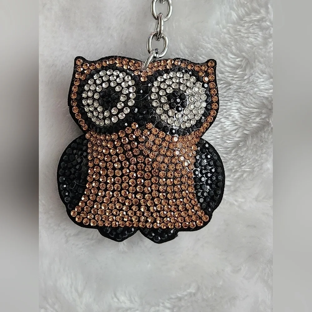 Sparkling Owl Keychain with Rhinestones Bag Charm
